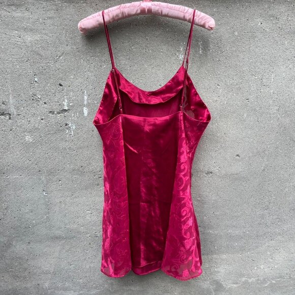 Vintage Cherry Red Lacy Satin Slip Dress - Picture 4 of 6